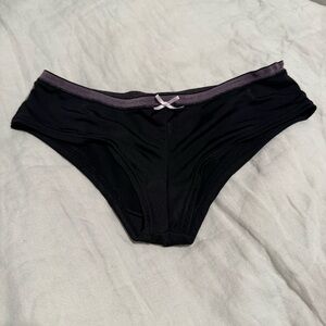 Victoria's Secret Black Bikini Panty with Light Pink Trim